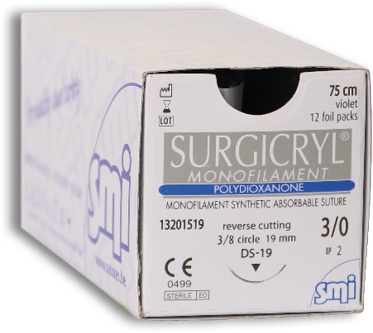 Surgicryl Monofilament PDO viol. USP 3/0 75cm, DS19 